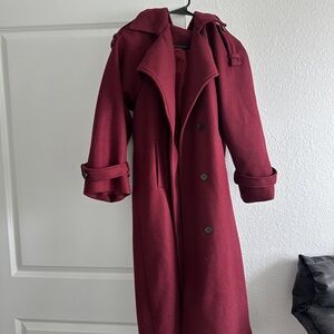 Elegant Burgundy Long Coat